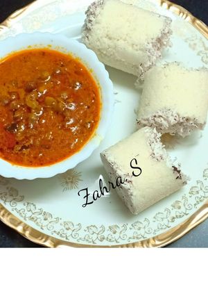 A picture of Puttu & Kadala curry (brown chana curry).
