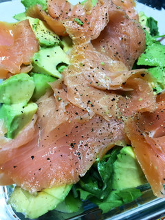 A picture of Keto Friendly Green salad with Smoked Salmon.