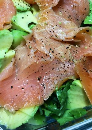 A picture of Keto Friendly Green salad with Smoked Salmon.