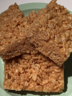 A picture of Peanut Butter Rice Krispies Treats.