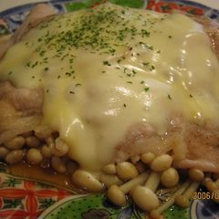 A picture of 5 Minutes in the Microwave Enoki Mushroom and Pork with Cheese.