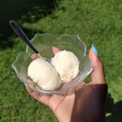 Vanilla ice cream (no whipping cream, no condensed milk) A picture of Vanilla ice cream (no whipping cream, no condensed milk).