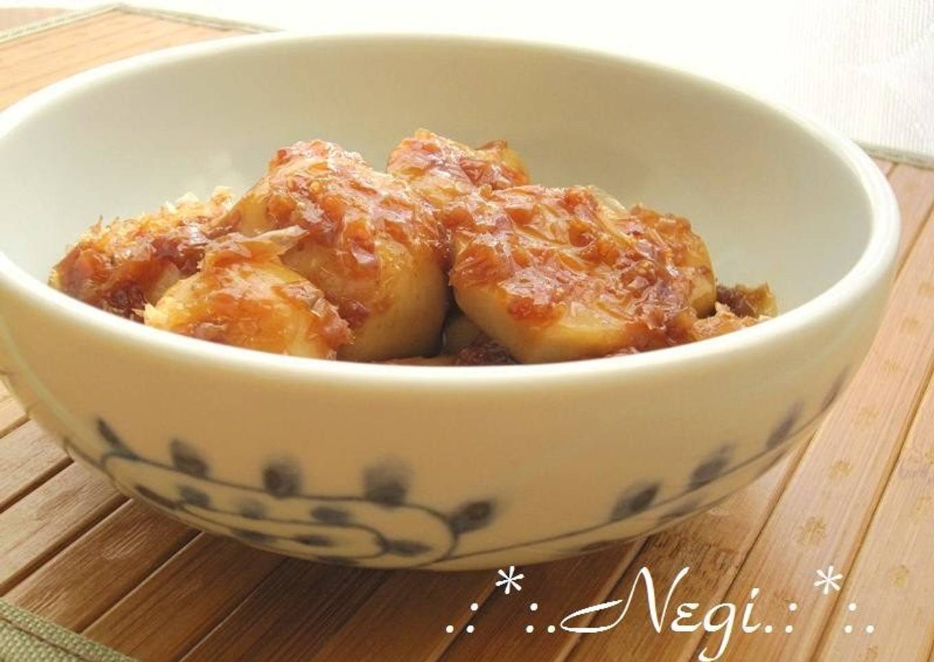 Sweet and Salty Stir Fried and Simmered Sweet Potato and Bonito Flakes