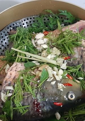 Hình của món Cá chép hấp bia.