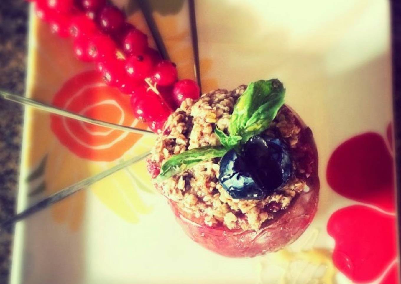 Baked Apple with whole grains and coconut oil