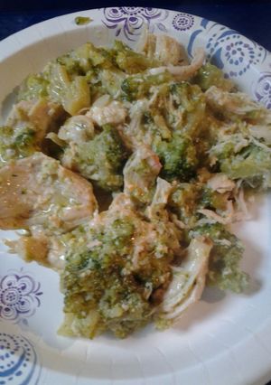 A picture of Broccoli and chicken casserole.