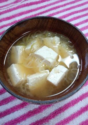 A picture of Miso Soup with Firm Tofu.
