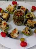 Tapas de calabacines y berenjenas rellenas con salteado de guisantes con jamón #weekendreto