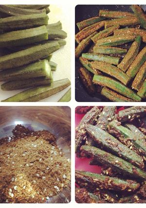 A picture of Bharwan Bhindi/Stuffed Okra.