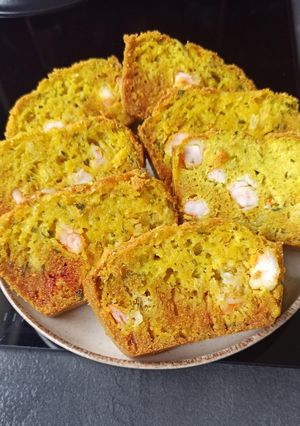 Une photo de Cake crevettes, curcuma à la farine de millet