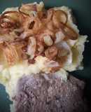 Tarja krumplipürével sült hagymakarikával 🥩🥔🧅