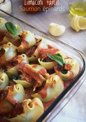 Une photo de Lumaconi farcis saumon épinards