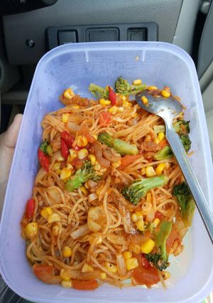 Foto resep 4. Spaghetti sayur pelangi