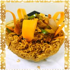 A picture of Homemade Ching’s Chinese basket noodles.