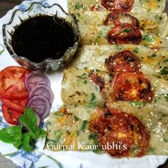 A picture of Rainbow veggie Korean pancakes.