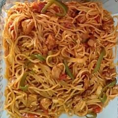 A picture of Chicken tikka spaghetti.