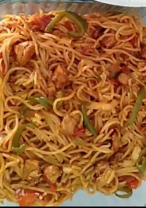 A picture of Chicken tikka spaghetti.