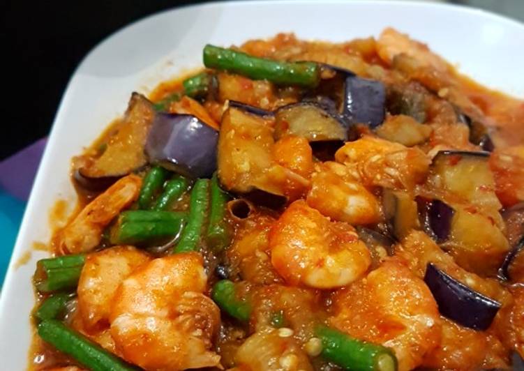 Sambal udang terong dan kacang panjang