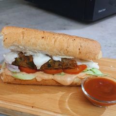 Veg Seekh Kabab Hot Dog A picture of Veg Seekh Kabab Hot Dog.