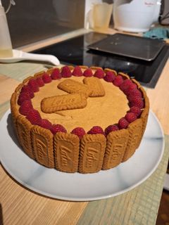 Une photo de Entremet chocolat blanc speculoos