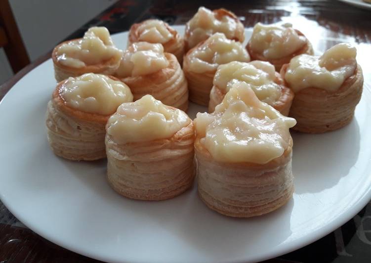 Volovanes de bacalao al pilpil y gambas