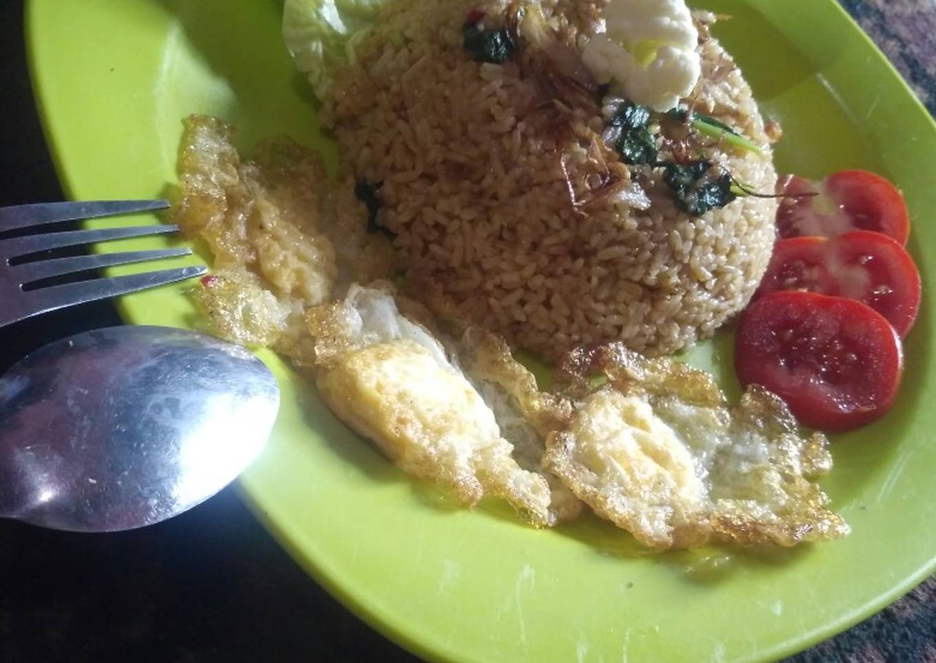 NasGor bumbu Racik + Telur puyuh