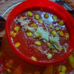 A picture of Pumpkin Beetroot sweet corn Thick soup.