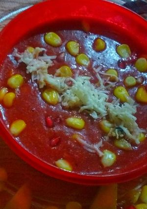 A picture of Pumpkin Beetroot sweet corn Thick soup.