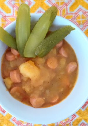 Paprikás krumpli virslivel recept fotója