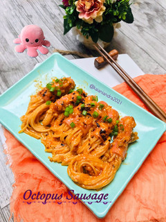 Foto resep Octopus Sausage Spaghetti Sauce