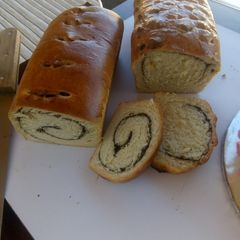 A picture of Cashewnuts and cocoa bread.