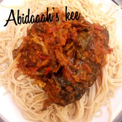 A picture of Spagatti with dry fish sauce.