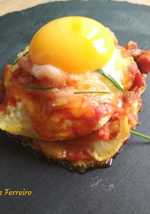 Una foto de Falsa lasaña de claras de huevo frito