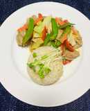 Wok de pollo salteados con vegetales y arroz integral!