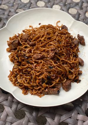 Foto resep Jjapaguri Ram-don with steak, from Parasite K-drama 🍜