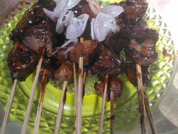 Bagaimana Membuat Sate ampela hati ayam bumbu kecap, Lezat Sekali