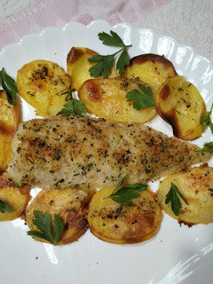 A picture of Baked Cod Fillets with Potatoes.