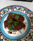 Arrachera con salsa de chiles secos picosita