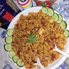 A picture of Chatpata macaroni.
