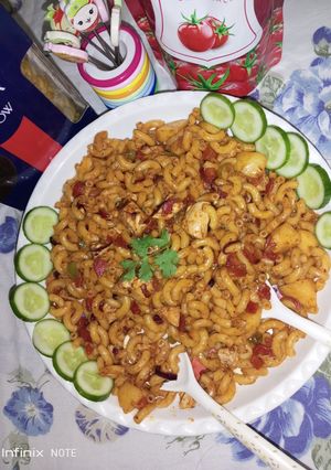 A picture of Chatpata macaroni.