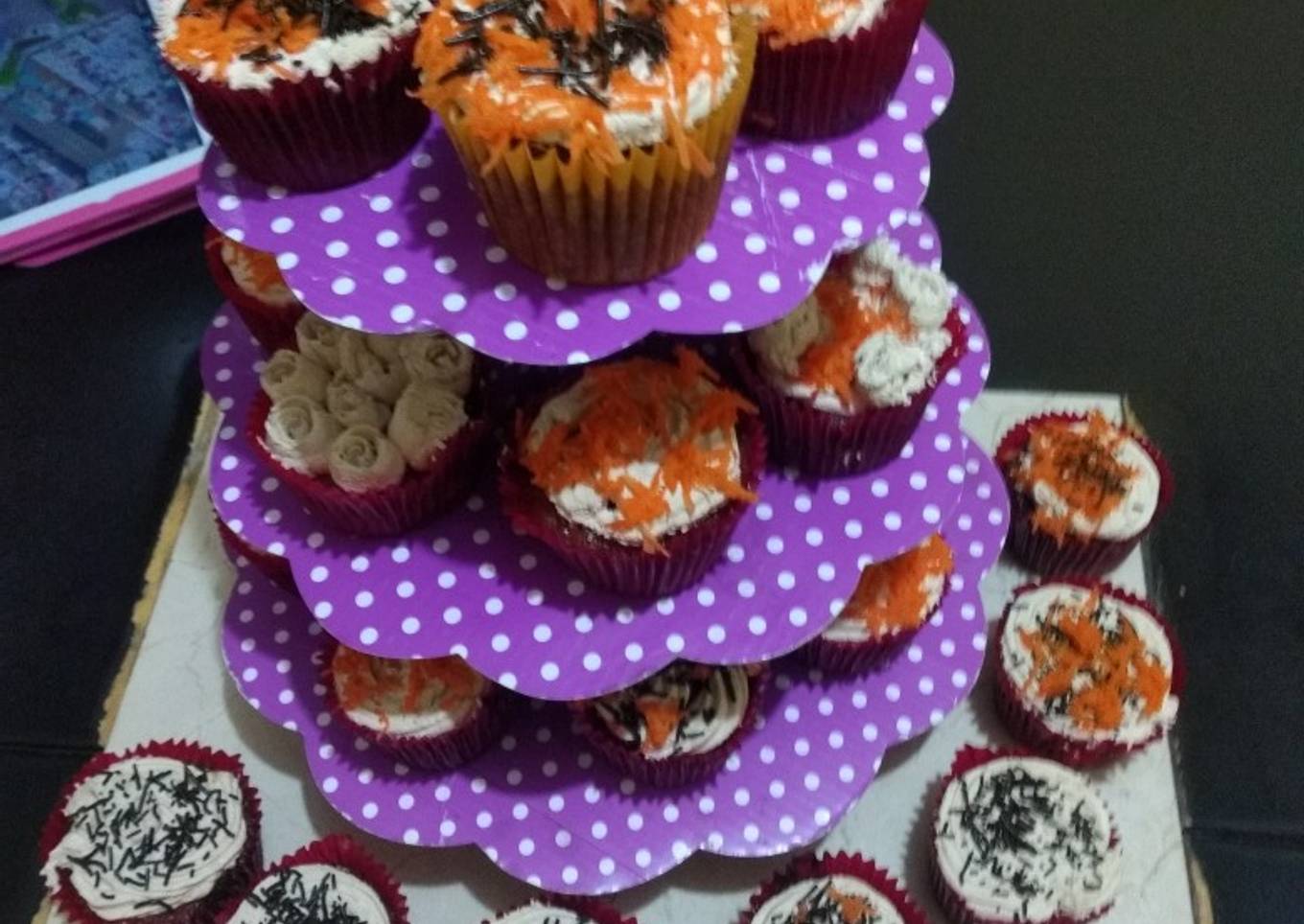 Cupcakes de zanahoria (piña, pasas y nuez)