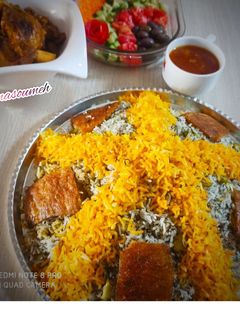 عکسی از دستور باقالی‌پلو با ماهیچه