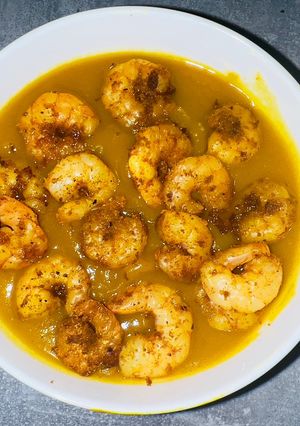 Une photo de Velouté healthy de butternut sucrée-salée au sirop d’érable et crevettes 🍤