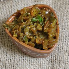 A picture of Masala Karela Spicy Bitter gourd.