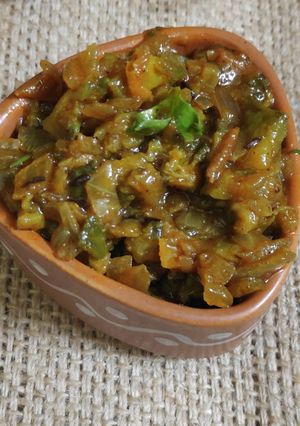 A picture of Masala Karela Spicy Bitter gourd.