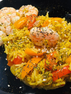 Une photo de Riz Basmati au Curcuma et Crevettes