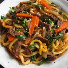 A picture of Spicy Beef Udon with Gochujang.