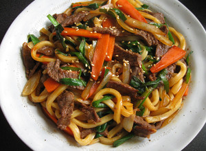 A picture of Spicy Beef Udon with Gochujang.