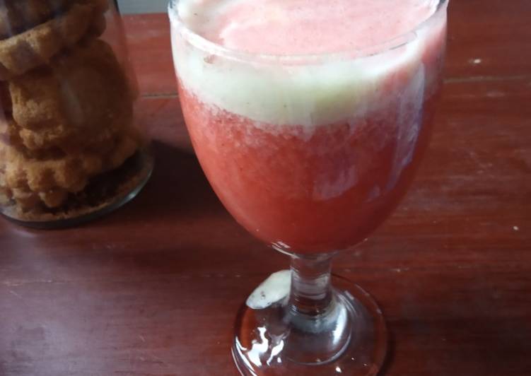 Resep Jus nanas strawberry + daun mint🍍🍓, Enak