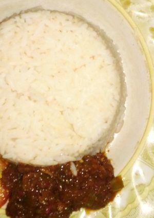 A picture of Rice and Stew.